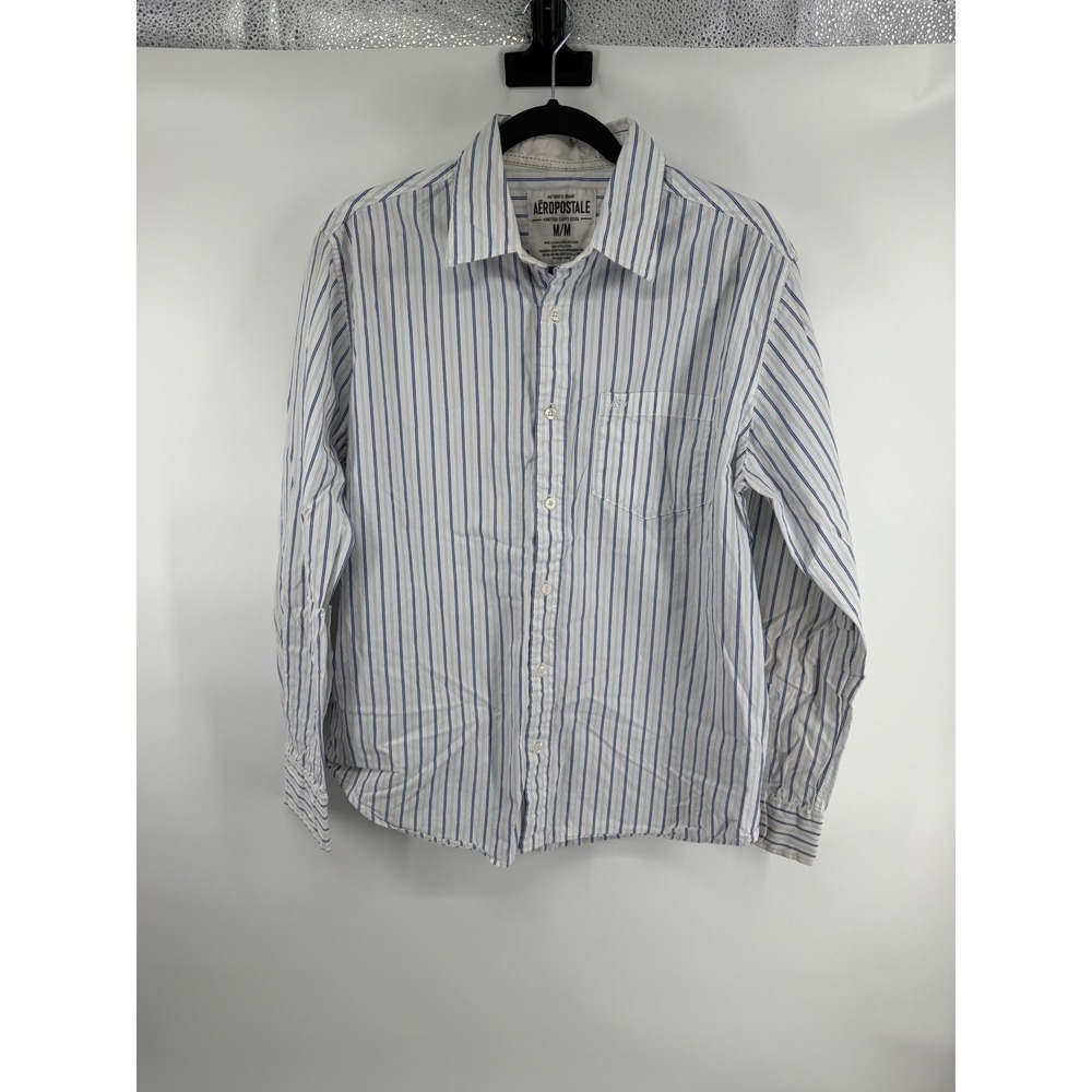 Aeropostale Mens M M Striped Long Sleeve Button Down Shirt